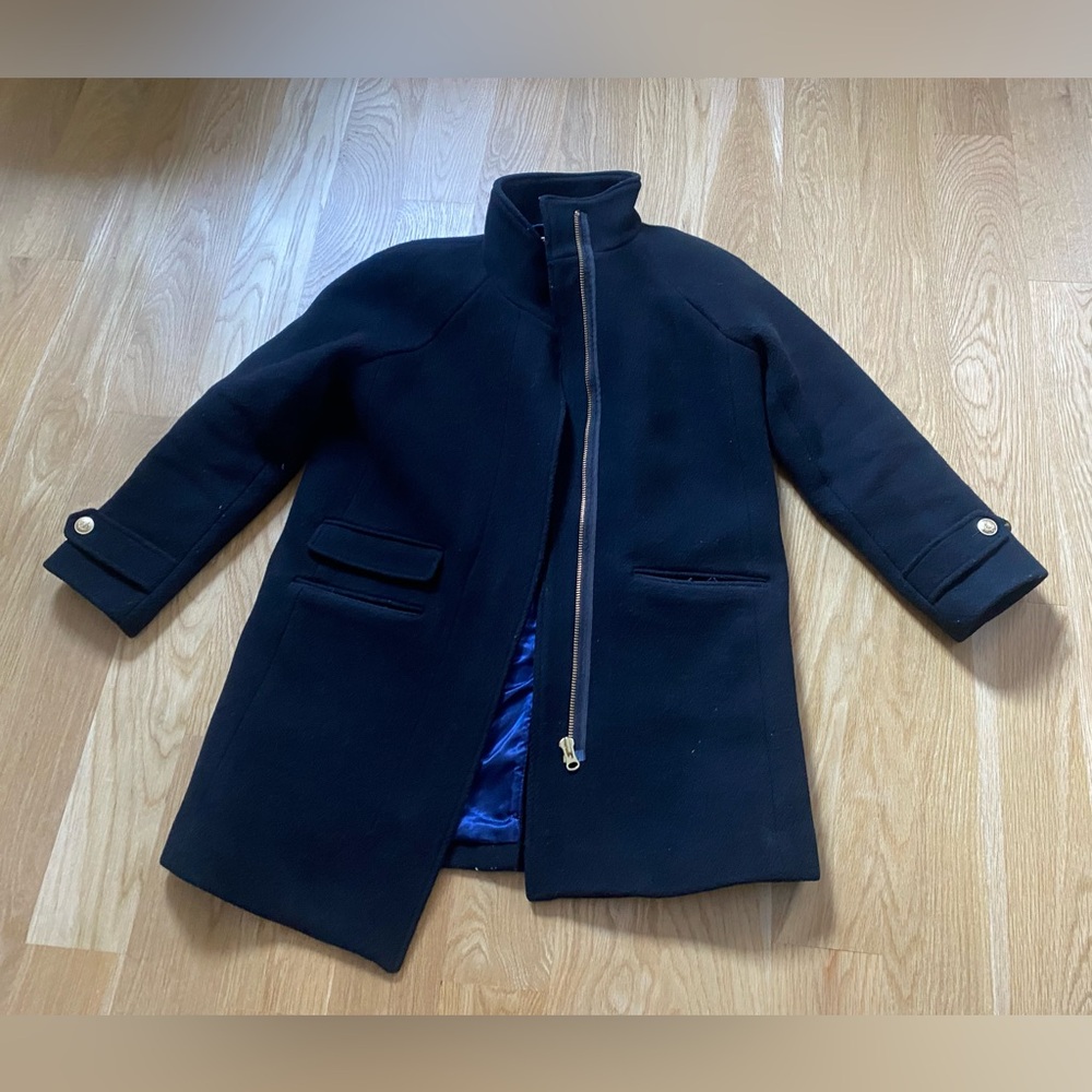 J Crew Women’s Italian Fabric Black Toscana Coat in Size 0 (runs large)